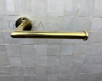 Unlacquered Brass Toilet Paper Holder, Wall-Mounted brass Roll Holder, Vintage Bathroom Accessories