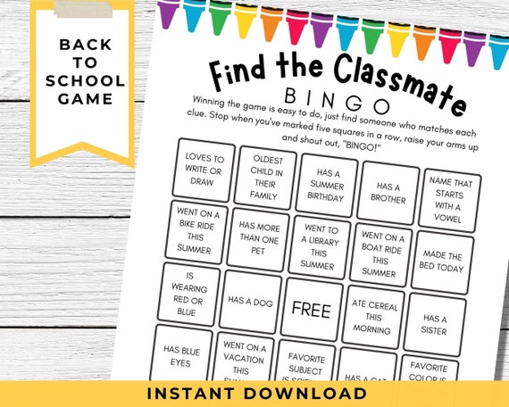 Find the Classmate Bingo Printable Back to School Classroom - Etsy