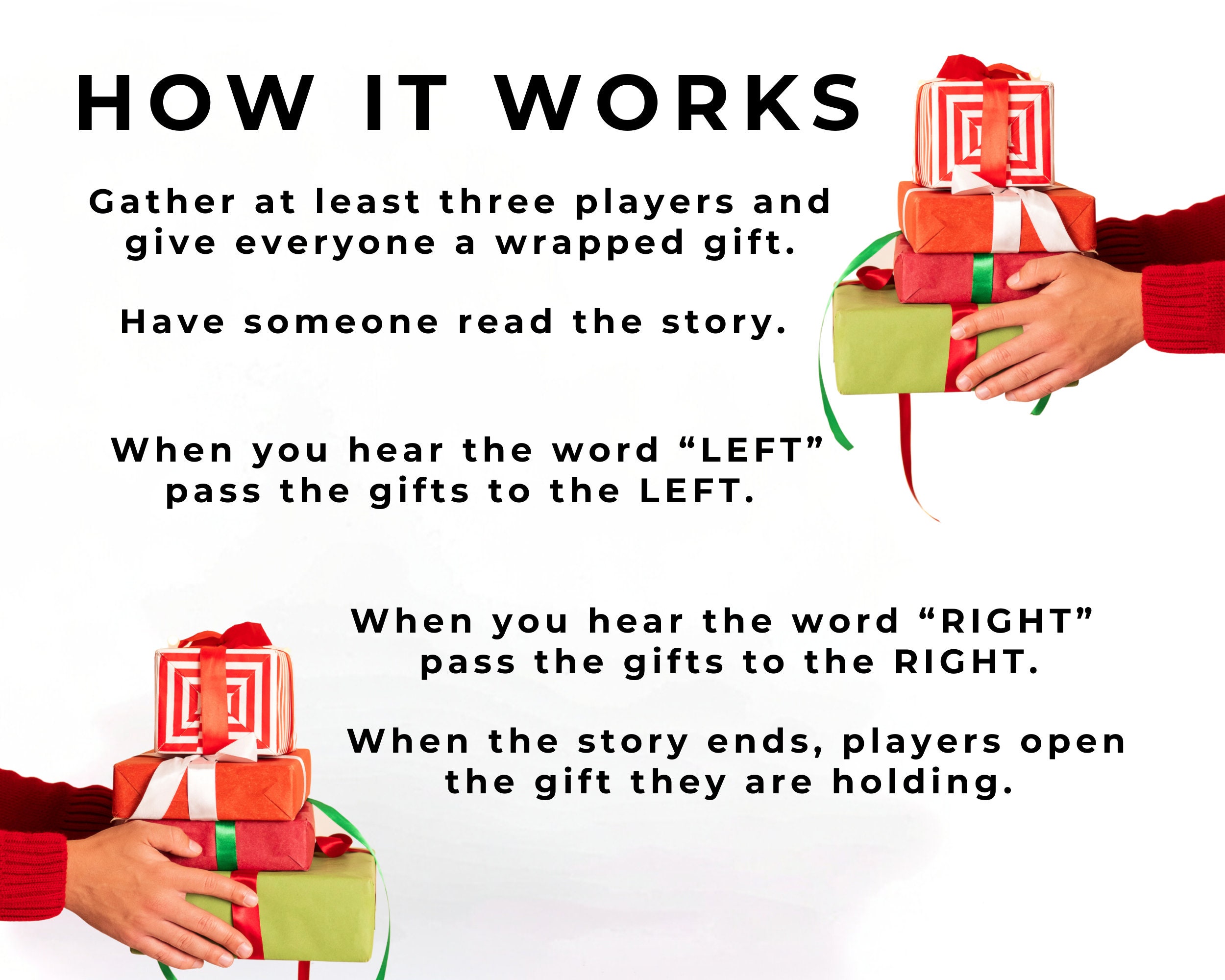 Left Right Christmas Game Printable Ornament Exchange Group Game Pass