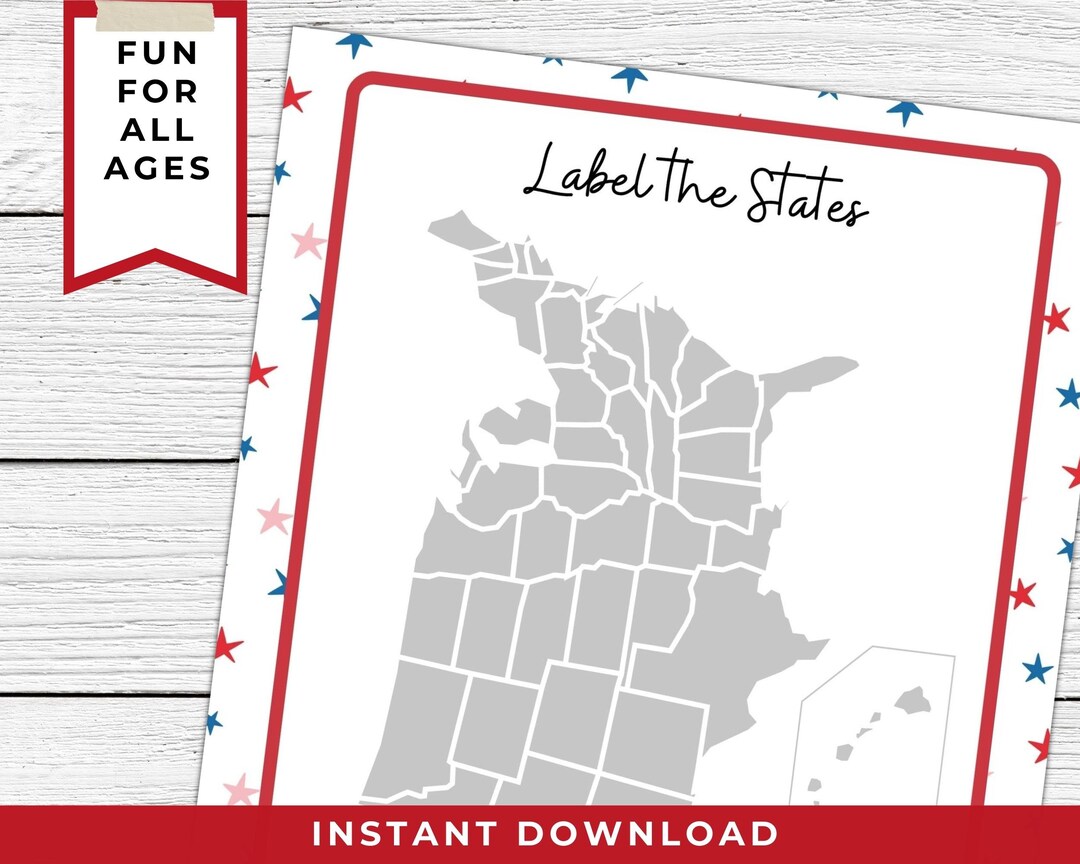 Blank United States Map for Labeling Printable 50 States - Etsy
