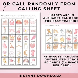 Baby Girl Bingo Set | 40 PRINTABLE Cards Markers | Baby Shower Game ...