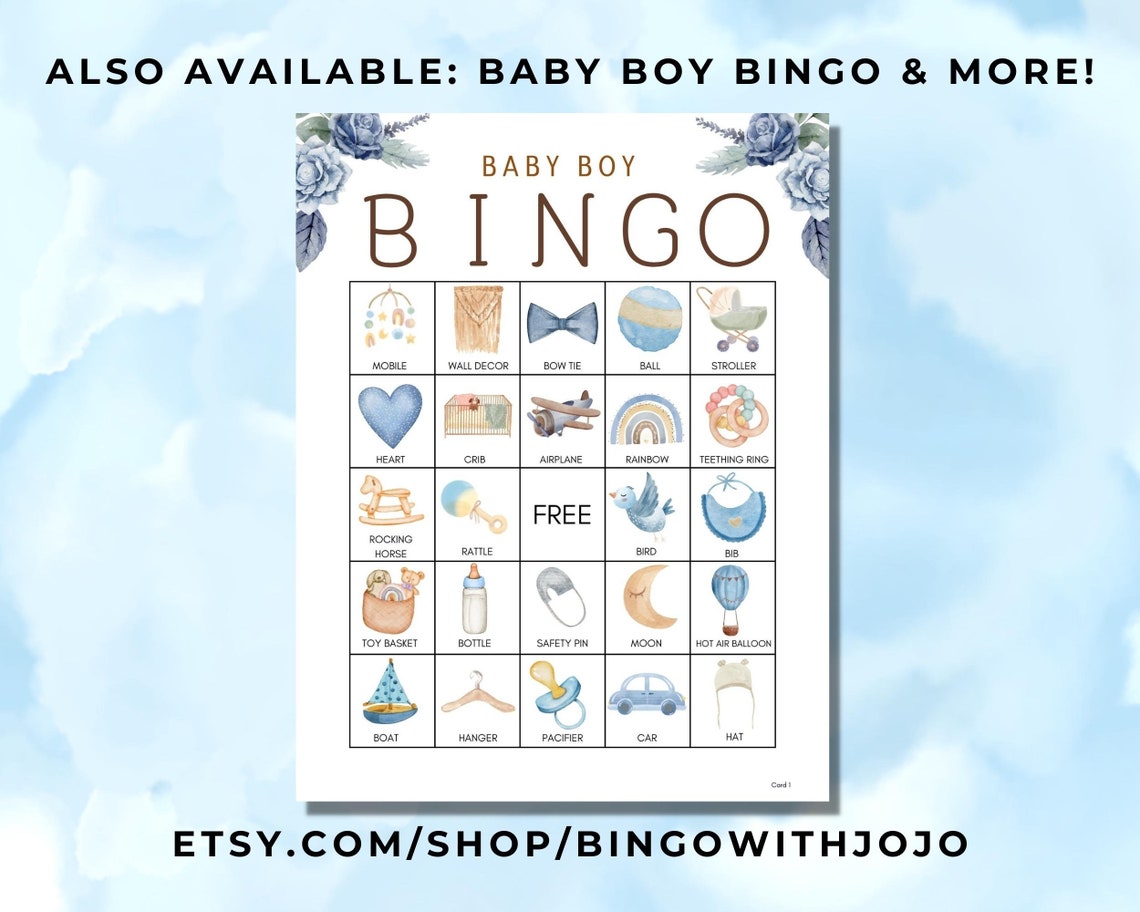 Baby Girl Bingo Set 40 PRINTABLE Cards Markers Baby Shower | Etsy