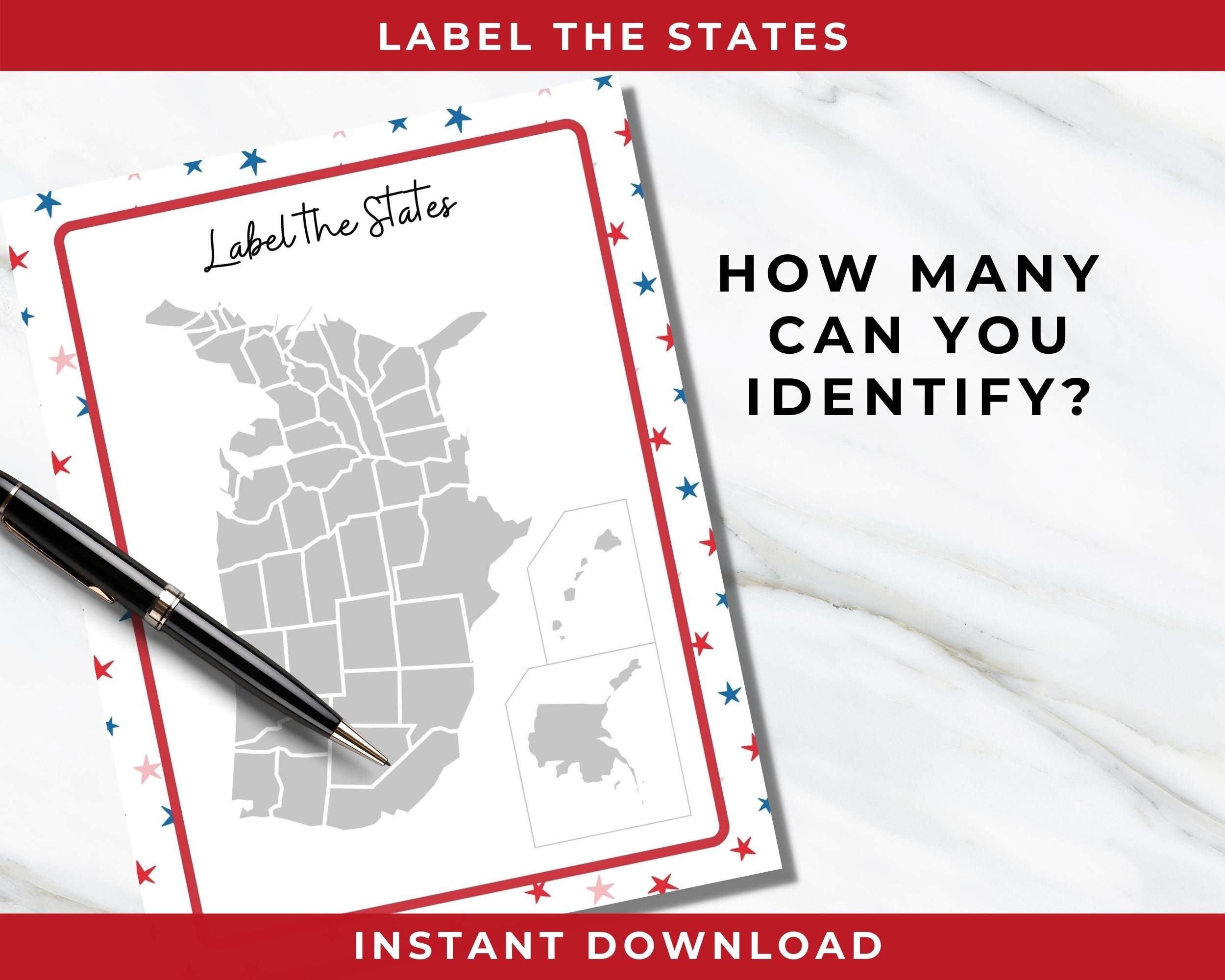 Blank United States Map for Labeling Printable 50 States - Etsy