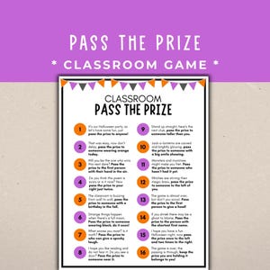 Halloween Classroom Games - Pass the Prize Game for Class Party | October Student Activity | Fall Printable Pass the Gift Poem for School