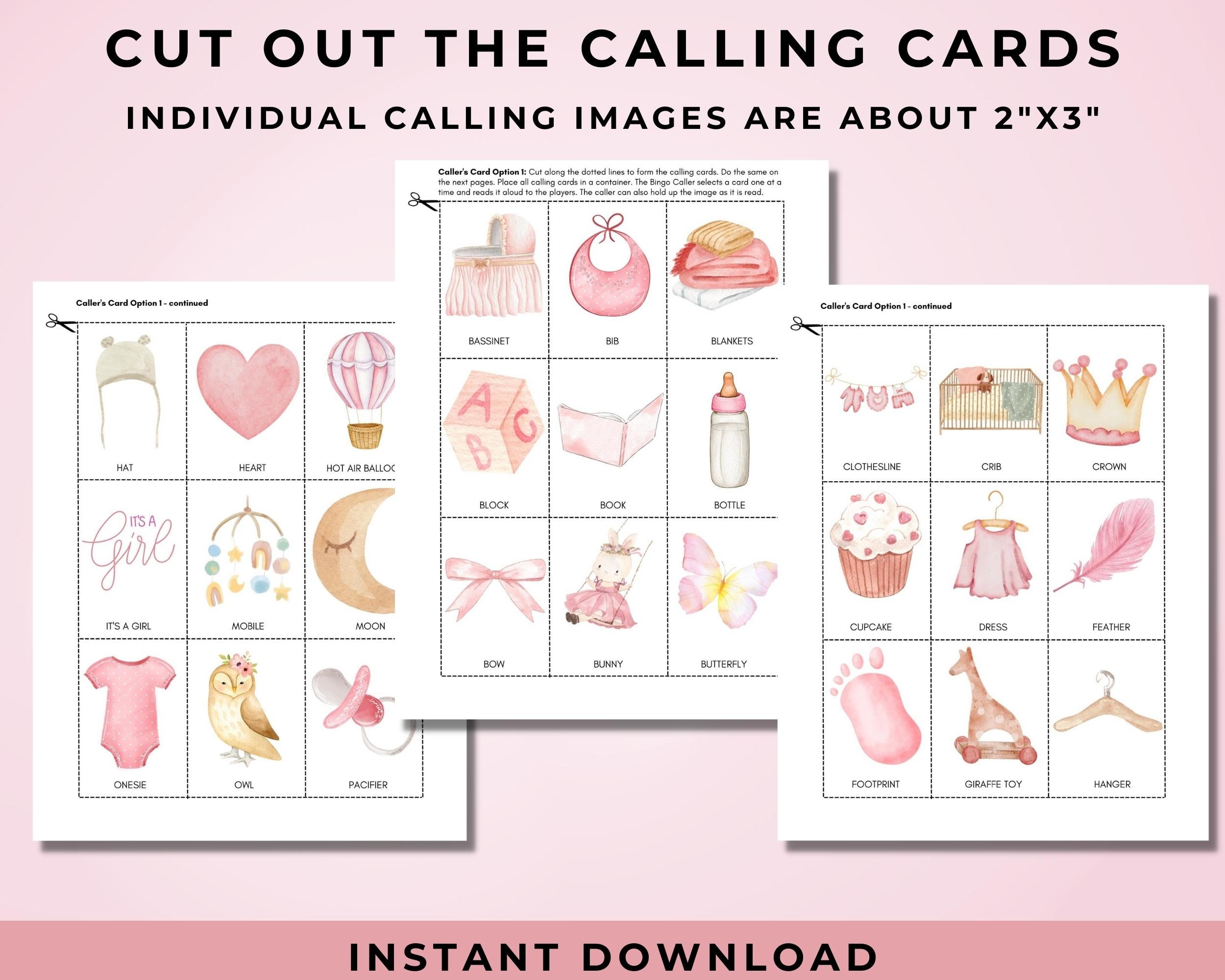 Baby Girl Bingo Set | 40 PRINTABLE Cards Markers | Baby Shower Game ...