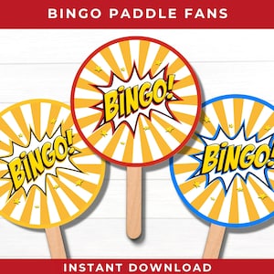 Handheld Printable Bingo Sign or Paddle Fan in 6 Colors to Match Your Theme or Activity | Winner Wand to Signal the Caller | Bingo Supplies