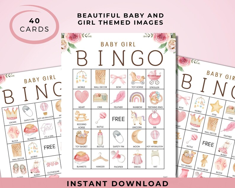 Baby Girl Bingo Game | Boho Shower Sip and See (PDF Download) - Etsy