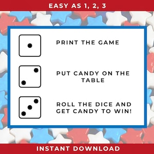 Candy Dice Printable Game Kids Dice Game Roll the Dice - Etsy India