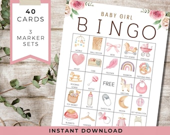 Baby Girl Bingo Game | Boho Shower Sip and See (PDF Download)