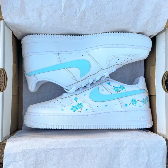 Junior Blue Floral Custom Air Force 1s Etsy Canada