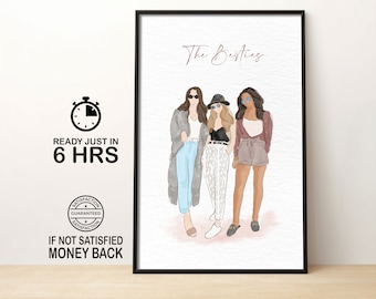 Custom Digital Watercolor Portrait, Birthday gift, Custom illustration, Personalised Family Portrait, Cartoon Portrait,Christmas gift