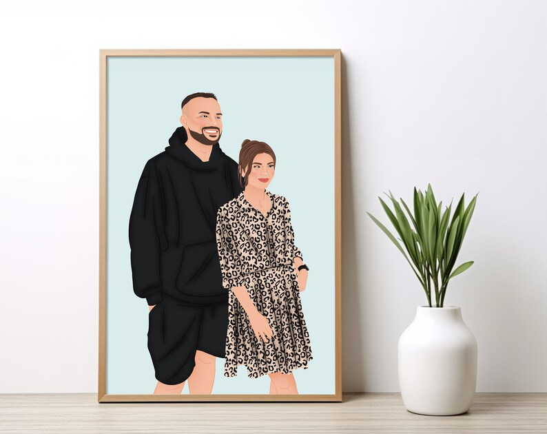 Custom Portrait, Personalized Illustration, Faceless Portrait, Boyfriend Gift, Cartoon Portrait, Couple Drawing, Personalized Gift For Him image 6