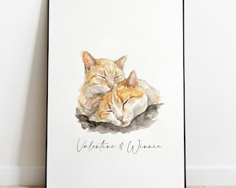 Mini Custom Watercolor Pet Portrait Miniature Hand-painted Cat Portrait from your Photo Dog Portrait Gift Pet Owner Gift for Pet Lovers