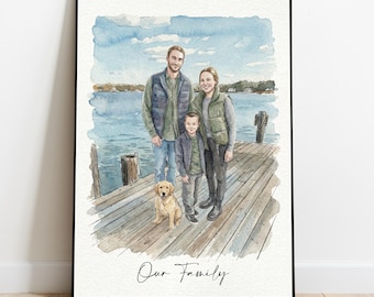 Benutzerdefinierte Aquarell Familienporträt, personalisierte gesichtslose Illustration, Einzigartiges Geschenk für Eltern, Wandkunst für Zuhause, Familiendekor-Druck