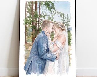 Custom Watercolor Wedding Portrait From Photo, Couple Proposal Gift for Boyfriend, Engagement gift, Anniversary Gift