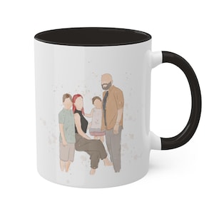 Custom Family Portrait, custom mug, Gift For Christmas, watercolor Portrait mug, Family Illustration , mug with photo