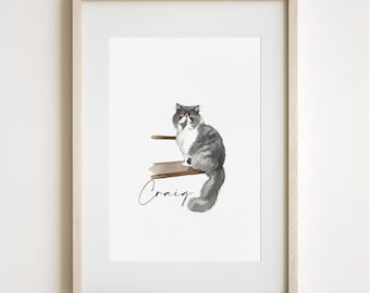 Mini Custom Watercolor Pet Portrait, Cat Portraits from Photos, Custom Tiny Pet Paintings, Miniature Dog Memorial Gift for Christmas