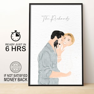 Couple Proposal Portrait, Engagement Gift, Gift for Couples, Anniversary Gift for him, Custom Watercolor Portrait Painting From Photo