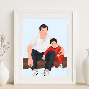 Benutzerdefinierte Vater und Kind Porträt vom Foto, personalisiertes Papa Geschenk, Digitaler Vater-Sohn-Druck, Vatertagsgeschenk, Memory Art Zeichnung