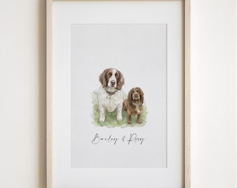 Custom Watercolor Pet Portrait Hand-Painted Dog Painting from Photo Personalized Pet Art Gift for Dog Lovers