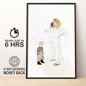 Custom Watercolor Painting from Photo, Family Gift, Gift for Mom/Dad,Personalised Gift, Hand drawn Faceless Portrait, Art
