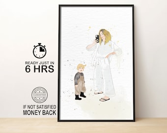 Custom Watercolor Painting from Photo, Family Gift, Gift for Mom/Dad,Personalised Gift, Hand drawn Faceless Portrait, Art