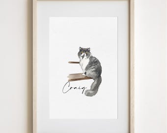 Mini Custom Watercolor Pet Portrait, Cat Portraits from Photos, Custom Tiny Pet Paintings, Miniature Dog Memorial Gift for Christmas