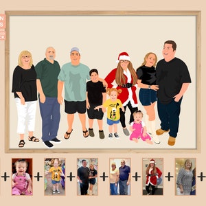 Portret van geliefde uit foto, overleden geliefde toevoegen aan foto, foto's combineren, schilderij van foto, aangepast familieportret, foto combineren