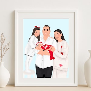 Personalized Father's Day Gift, Custom Dad Portrait, Custom Faceless Portrait, gift for family, Gift for Mom, Cartoon Drawing , gift for Dad