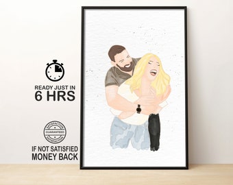 Custom Watercolor Couple drawing, Loved one Portrait from photo, Wedding, Engagement, Anniversary Gift, Painting from Photo