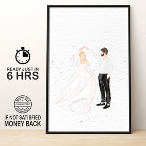 Ritratto di matrimonio ad acquerello personalizzato, regalo di nozze ricordo personalizzato, regalo di fidanzamento, regalo per coppia per anniversario