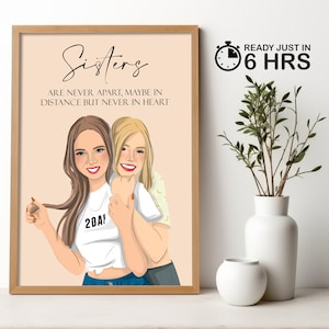 Personalized Gift For Sister, Sister Gift, Birthday Gift, Custom Sisters Print, Gift for her, Christmas, Custom Faceless Portrait, Wall art