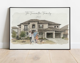 Custom Watercolor Home portrait, house painting, house portrait, our first home sign, home sweet home sign, housewarming gift, realtor gift