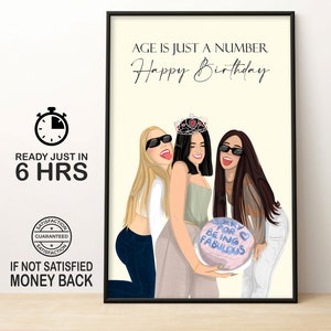 Personalised 18th Birthday Present, 18th Birthday Gift For Her, Best Friend Print, Custom minimalist Faceless Portrait, Digital Portrait