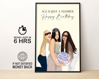 Personalised 18th Birthday Present, 18th Birthday Gift For Her, Best Friend Print, Custom minimalist Faceless Portrait, Digital Portrait