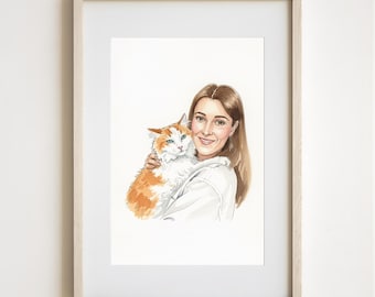 Custom Watercolor Portrait, Family or Couple Painting from Photo, Personalized Gift, Faceless Portrait Art, Christmas Gift, Home Decor