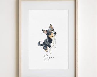 Custom Watercolor Dog Portrait from Photo Pet Memorial Art Personalized Dog Painting Christmas Gift