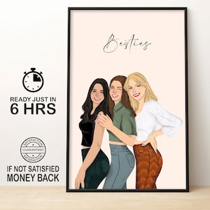 Custom Best Friend Gift, Personalized Friendship Gift, Birthday Gift, Custom Faceless Portrait, Secret Santa Gifts, Gift For Bestie, Gift