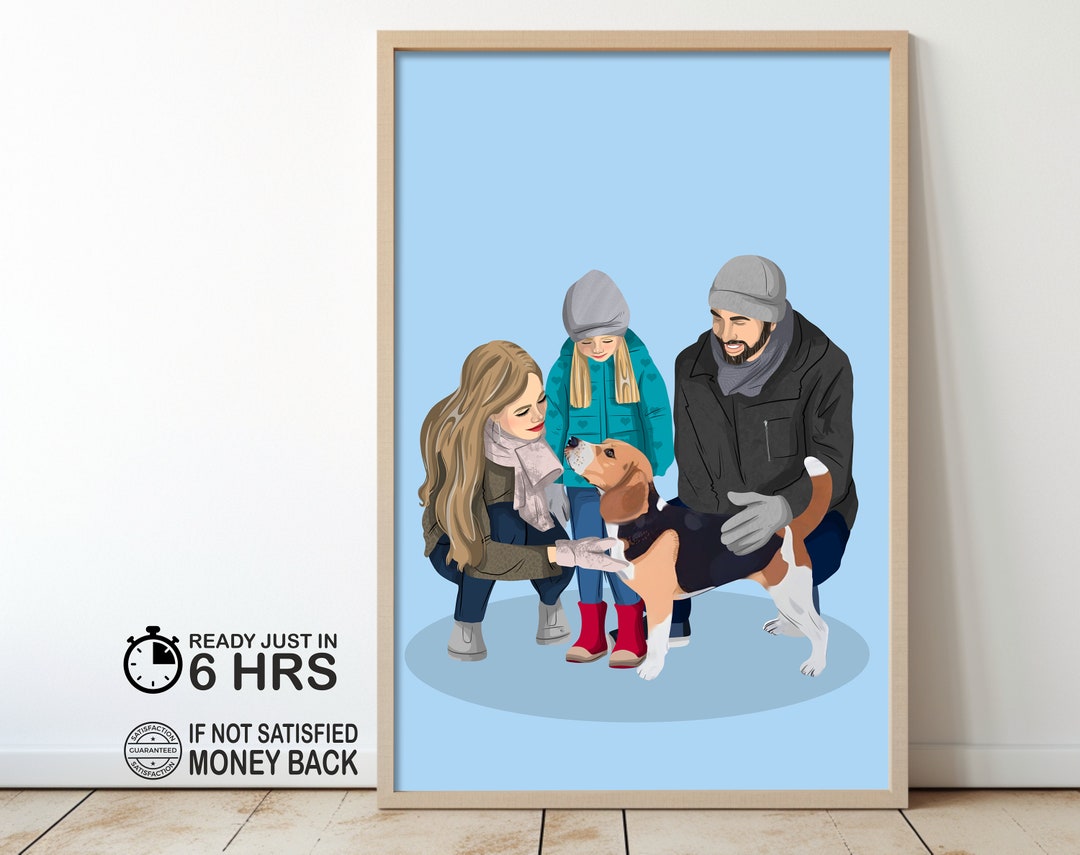 Custom Family Portrait Custom Dog Owner Gift Personalized Etsy