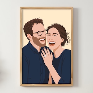 Personalized Couple Portrait, Custom Engagement Illustration, Wedding Gift for Couples, Anniversary Artwork, Romantic Wall Art Print
