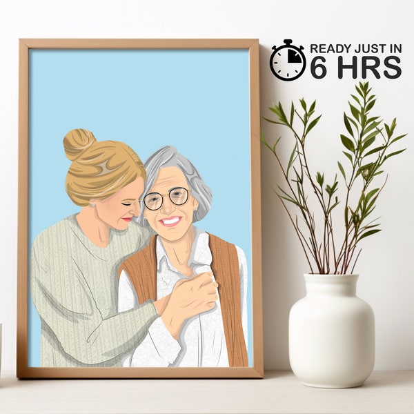 Personalized Grandma gift, Custom Mother's Day Gift for Grandma, from Grandkids, Grandparents, wall art, Minimalist Unique Gift, Portrait