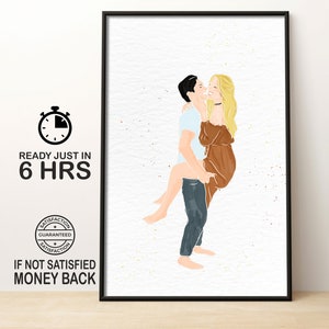 Custom Watercolor Portrait from Photo, Couples Portrait, Anniversary Gift, Christmas Gift, Personalized Gift, Minimalist Wall Art,