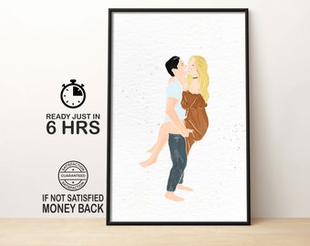 Custom Watercolor Portrait from Photo, Couples Portrait, Anniversary Gift, Christmas Gift, Personalized Gift, Minimalist Wall Art,