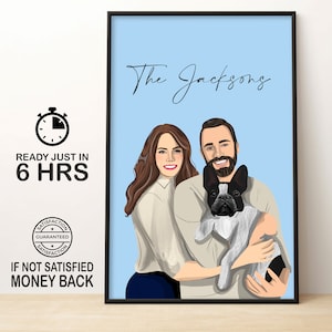 Disegno personalizzato / Ritratto digitale / Regali personalizzati / Ritratto di famiglia / Ritratto personalizzato / Regalo per lei / Festa del papà