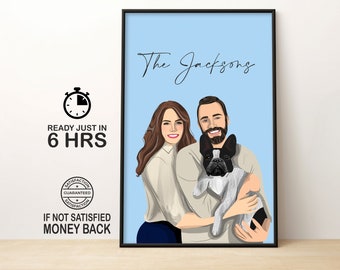 Custom Drawing | Digital Portrait | Personalised Gifts | Family Portrait | Personalised Portrait | Gift for her | Fathers day