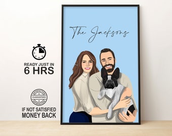 Custom Drawing | Digital Portrait | Personalised Gifts | Family Portrait | Personalised Portrait | Gift for her | Fathers day