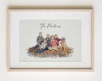 Custom Watercolor Portrait, Family Portrait Portrait From Photo Christmas  Family  Gift Custom Painting  Gifts For Him & Her Aniversary Gift