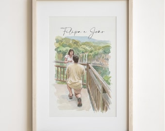 Custom Hand-Drawn Watercolor Portrait From Photo, Couple Proposal gift, Wedding/Engagement gift for Her/Him, Girlfriend/Boyfriend Gift ,