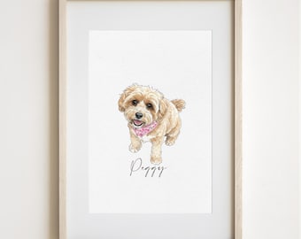 Custom Pet Portrait, Digital Pet Portrait From Photo, Dog memorial gift, Miniature Dog Portrait, Custom Cat Portrait, Cat Dad Gift,