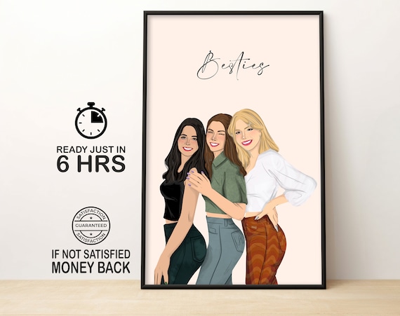 Printable Minimal Faceless Portrait for best friend gift, custom photo painting for her, minimal faceless art painting, faceless art print